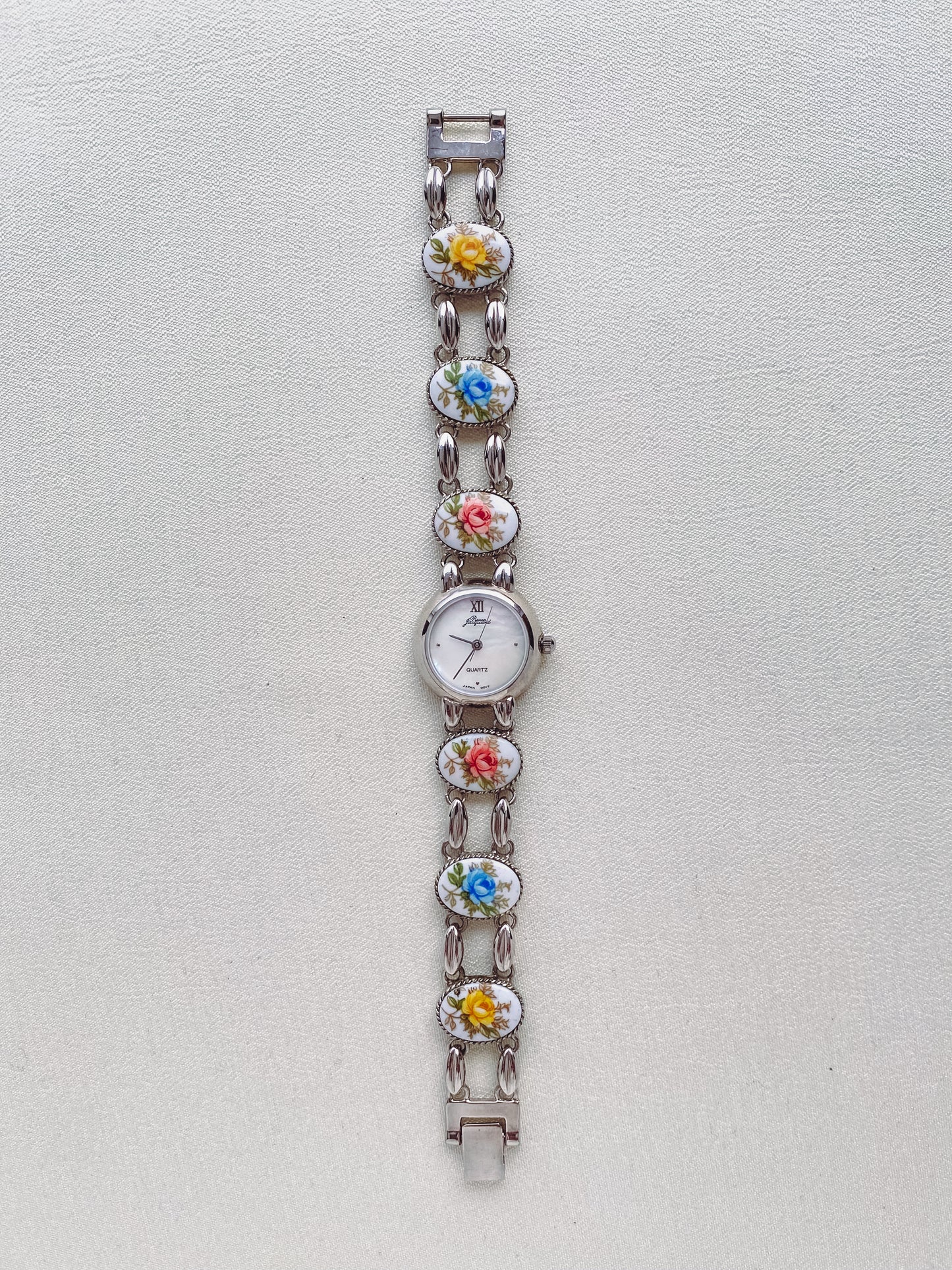 Silver - Rare Floral Porcelain Watch