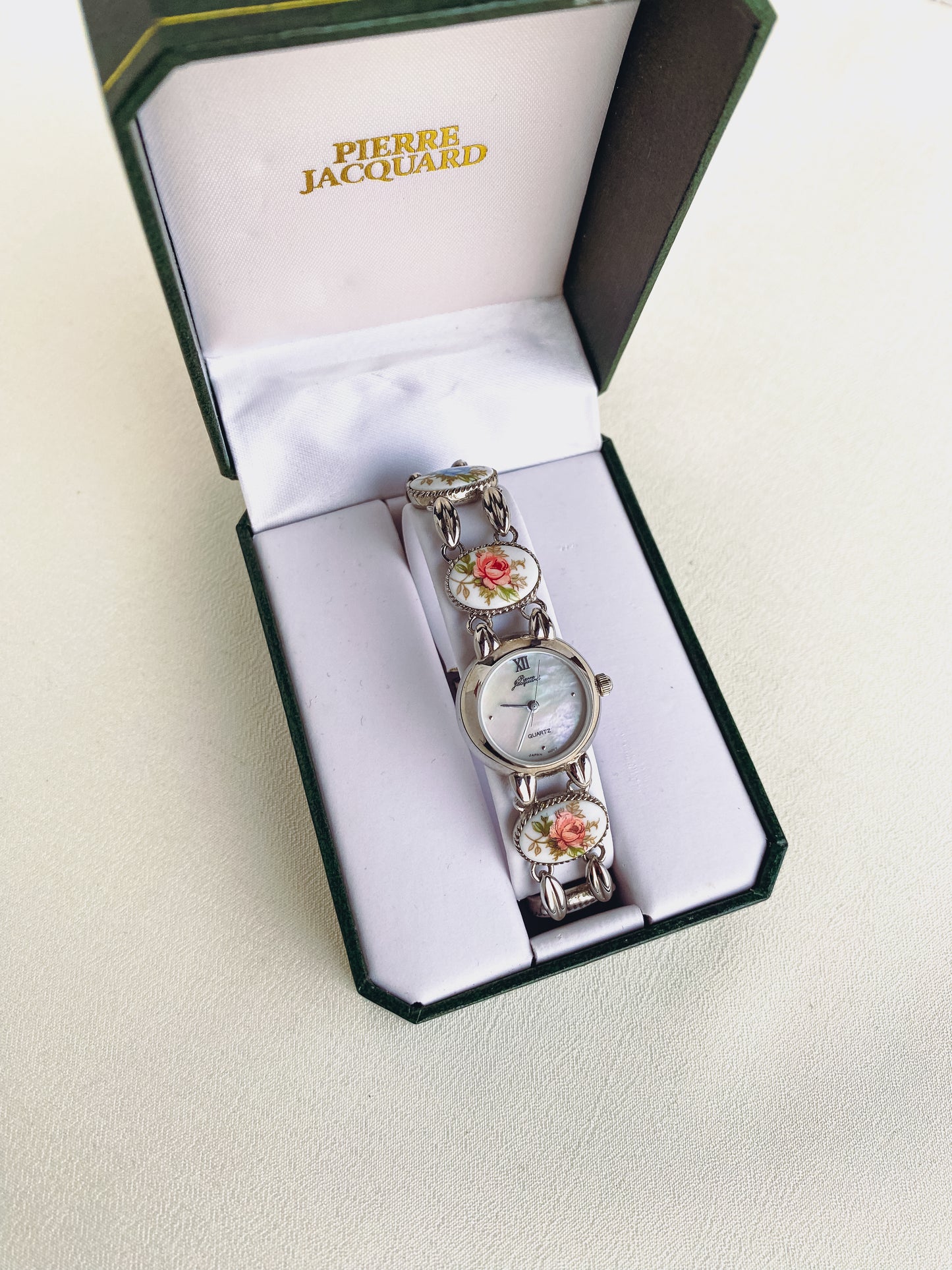 Silver - Rare Floral Porcelain Watch