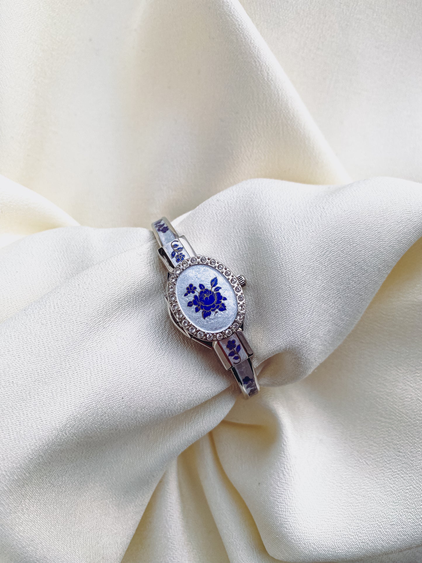 Silver - Floral Peekaboo Watch Bangle