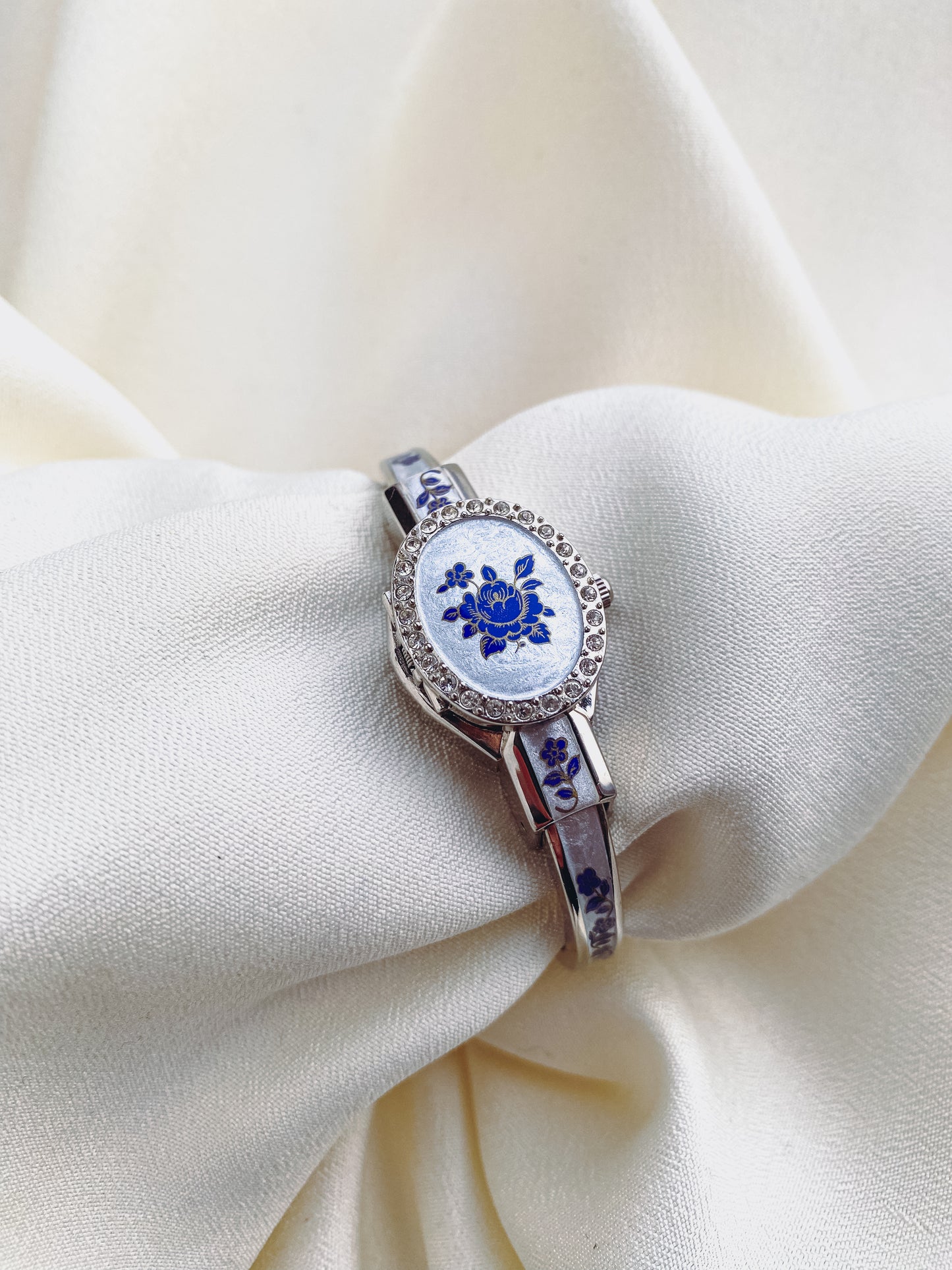 Silver - Floral Peekaboo Watch Bangle