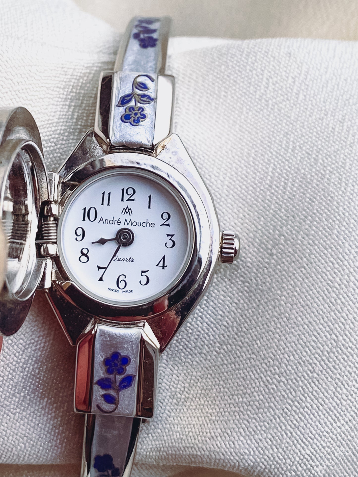 Silver - Floral Peekaboo Watch Bangle
