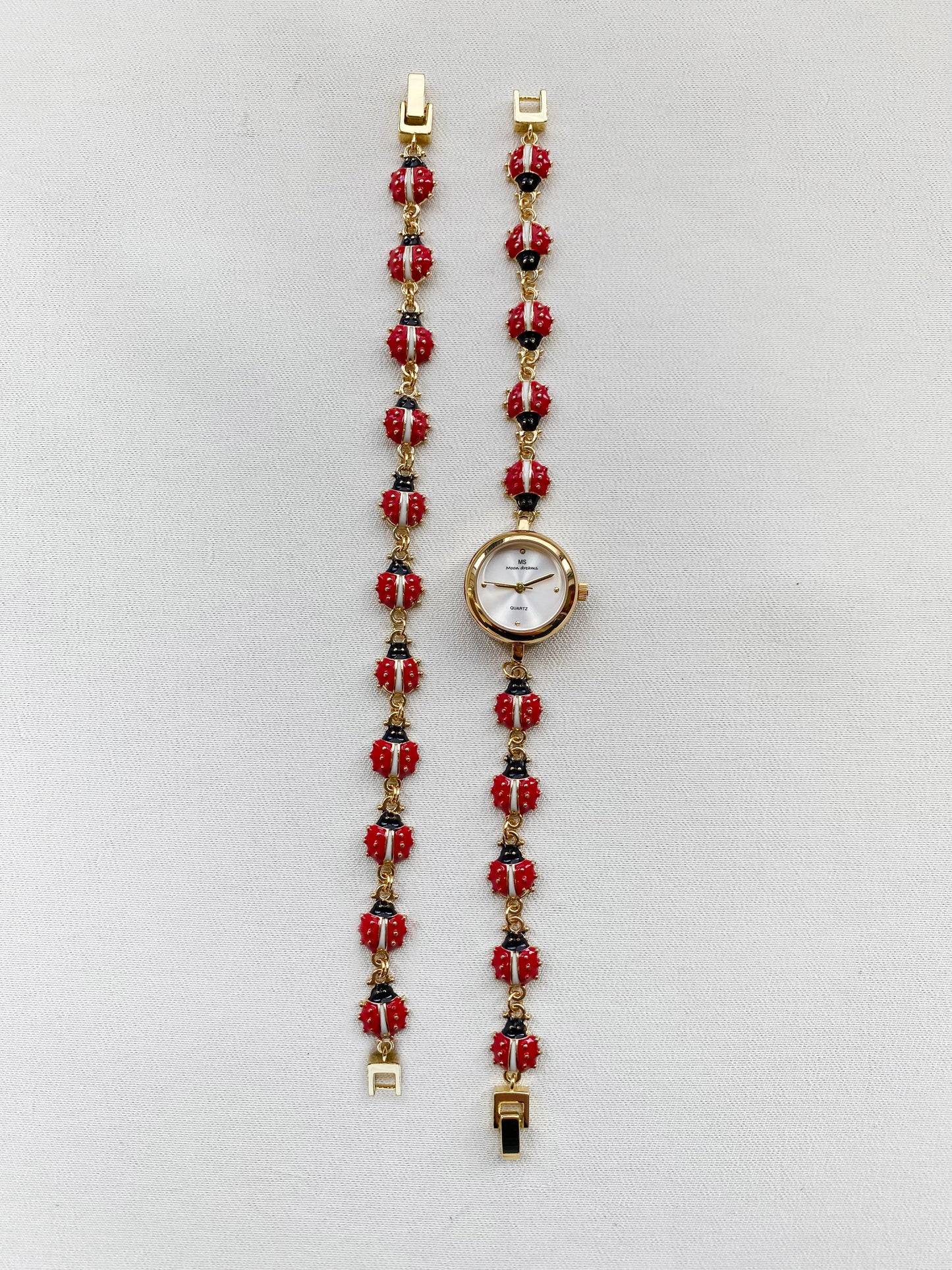 Gold -  Ladybug Watch with Matching Bracelet