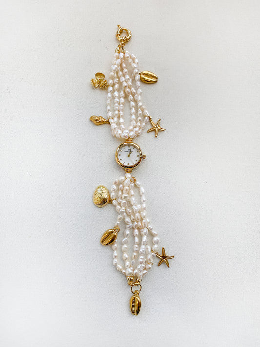 Gold - Pearl Charm Watch