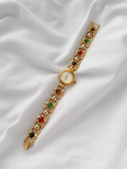 Gold - Carvel Colorful Gemstone Watch (1980s)