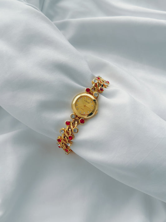 Gold - Gillex Rhinestone Chain Watch