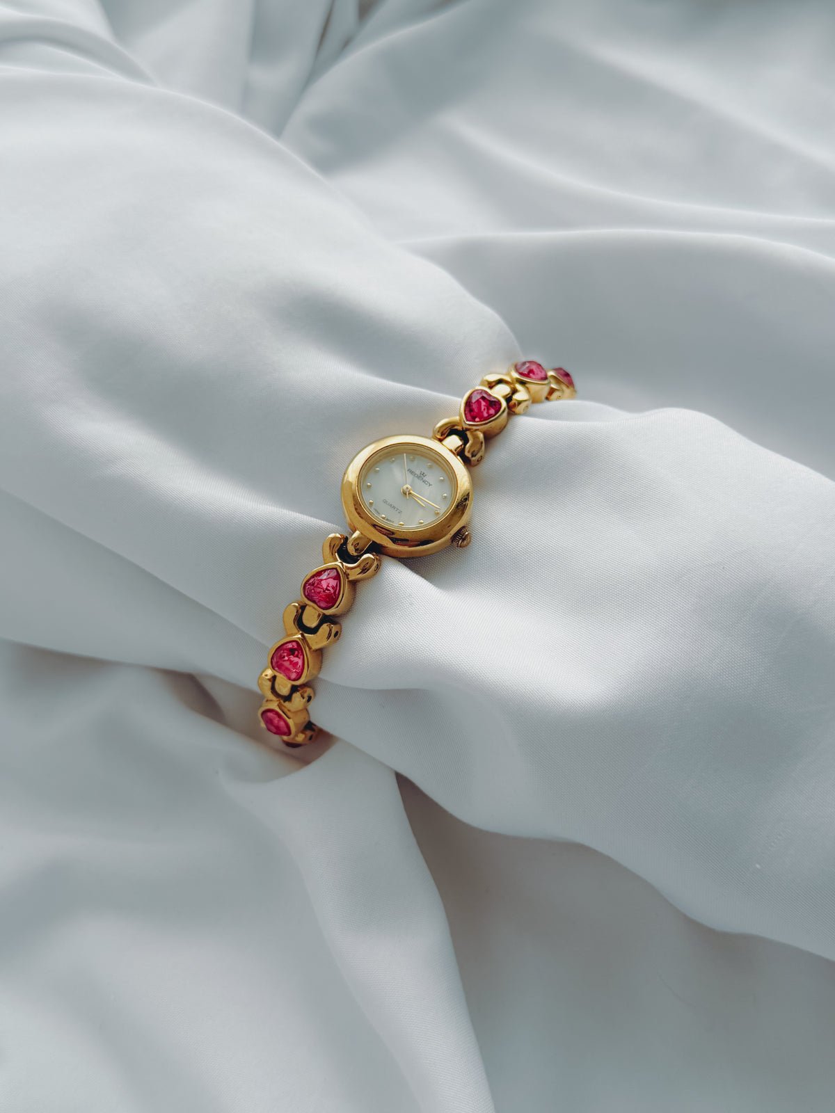 Gold - Heart-Shaped Gemstone Watch (1980s)