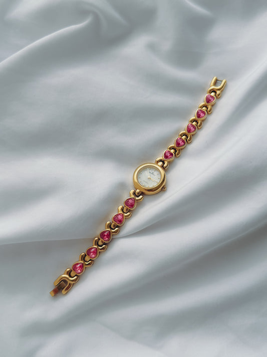 Gold - Heart-Shaped Gemstone Watch (1980s)