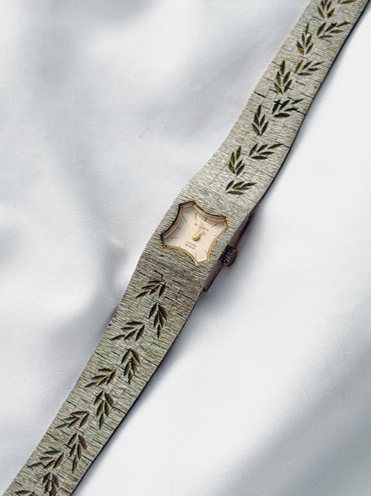 Silver - 1970s Floral Gillex Watch