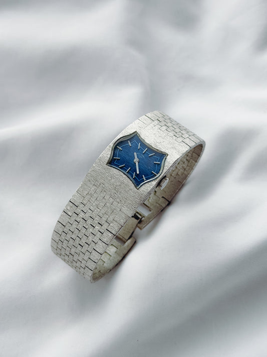 Silver - RARE 1970s Unisex Ocean Blue Dial Rotary Watch