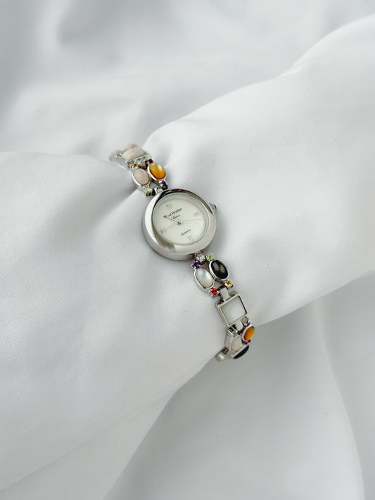 Silver - Marcel Drucker 1980s Colorful Stone Watch
