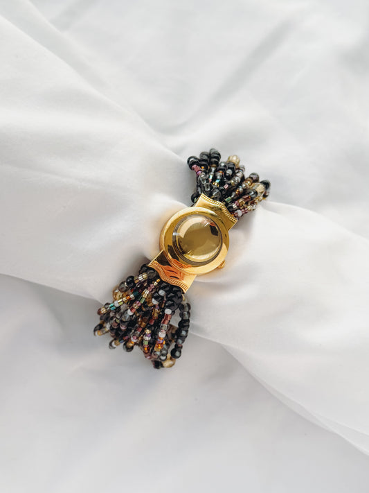 Gold - RARE Hidden Dial Torsade Glass Bead Watch