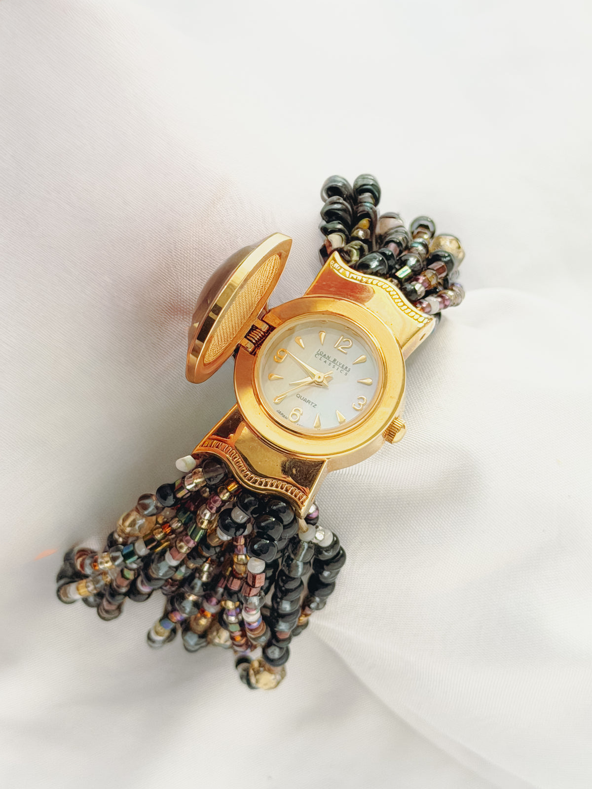 Gold - RARE Hidden Dial Torsade Glass Bead Watch