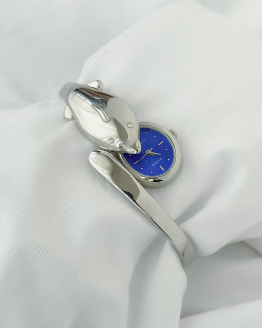 Silver - RARE Hidden Dial Dolphine Watch
