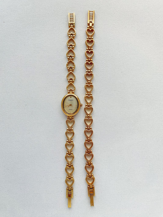Gold - Heart Watch with Matching Bracelet