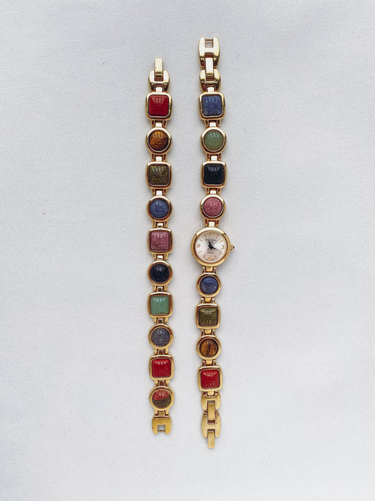 Gold - Scarab Watch & Bracelet Set