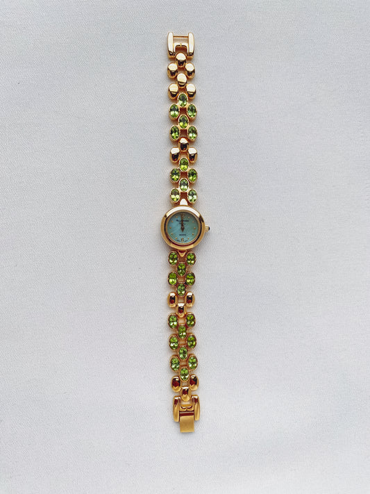 Gold - Green Peridot Gemstone Watch