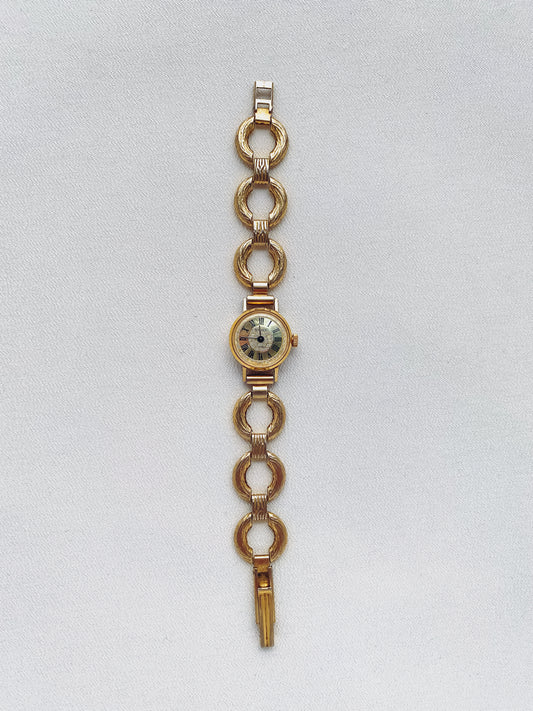 Gold Circle-Link Bracelet Watch