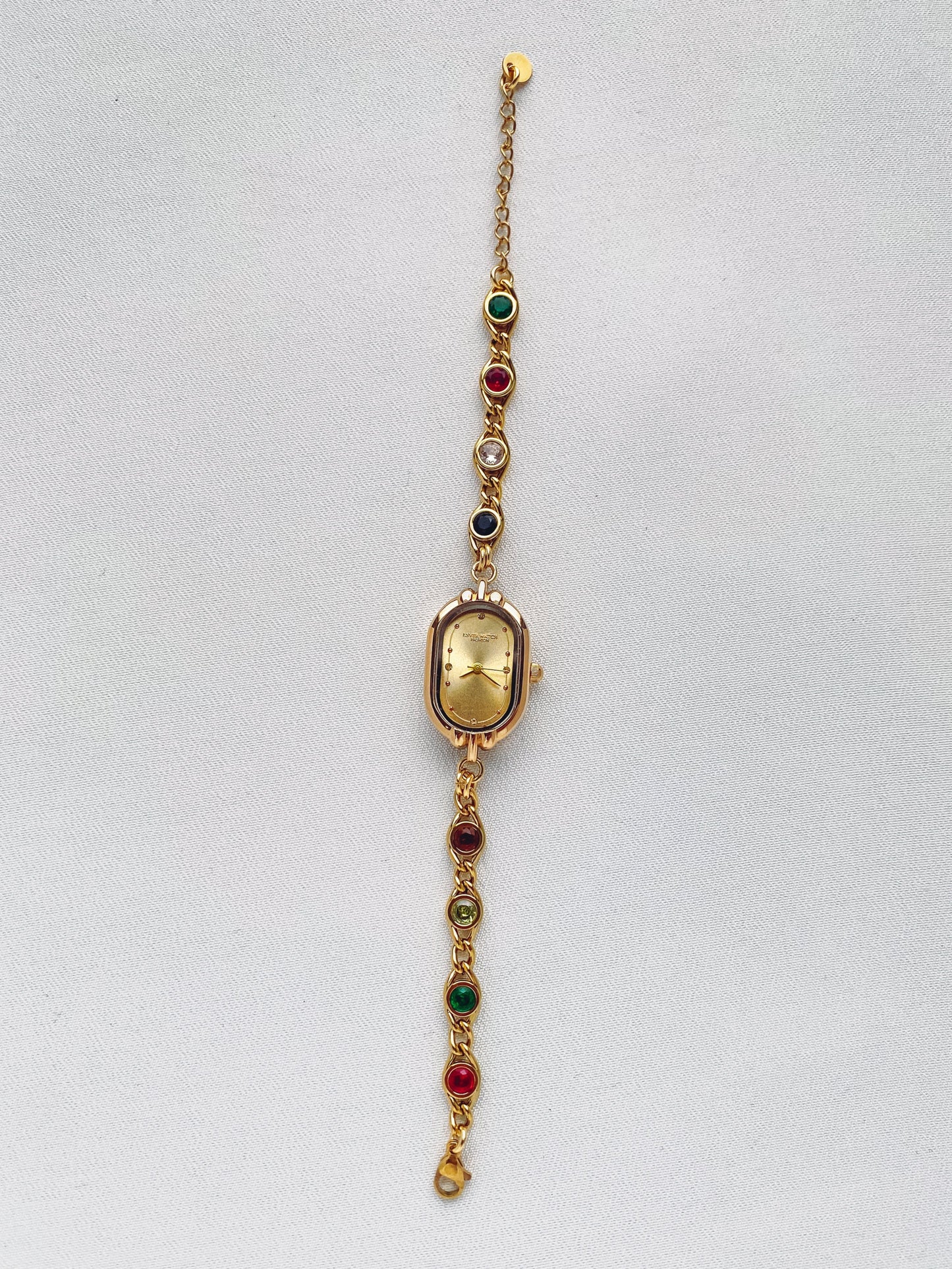 Gold - Rainbow Gemstone Chain Watch