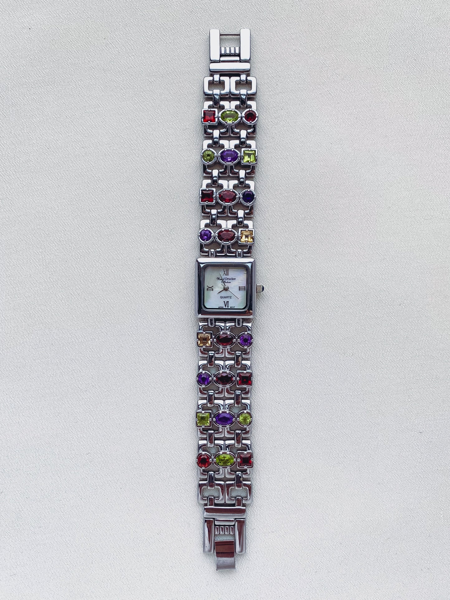 Silver - Gemstone Mosaic Link Watch