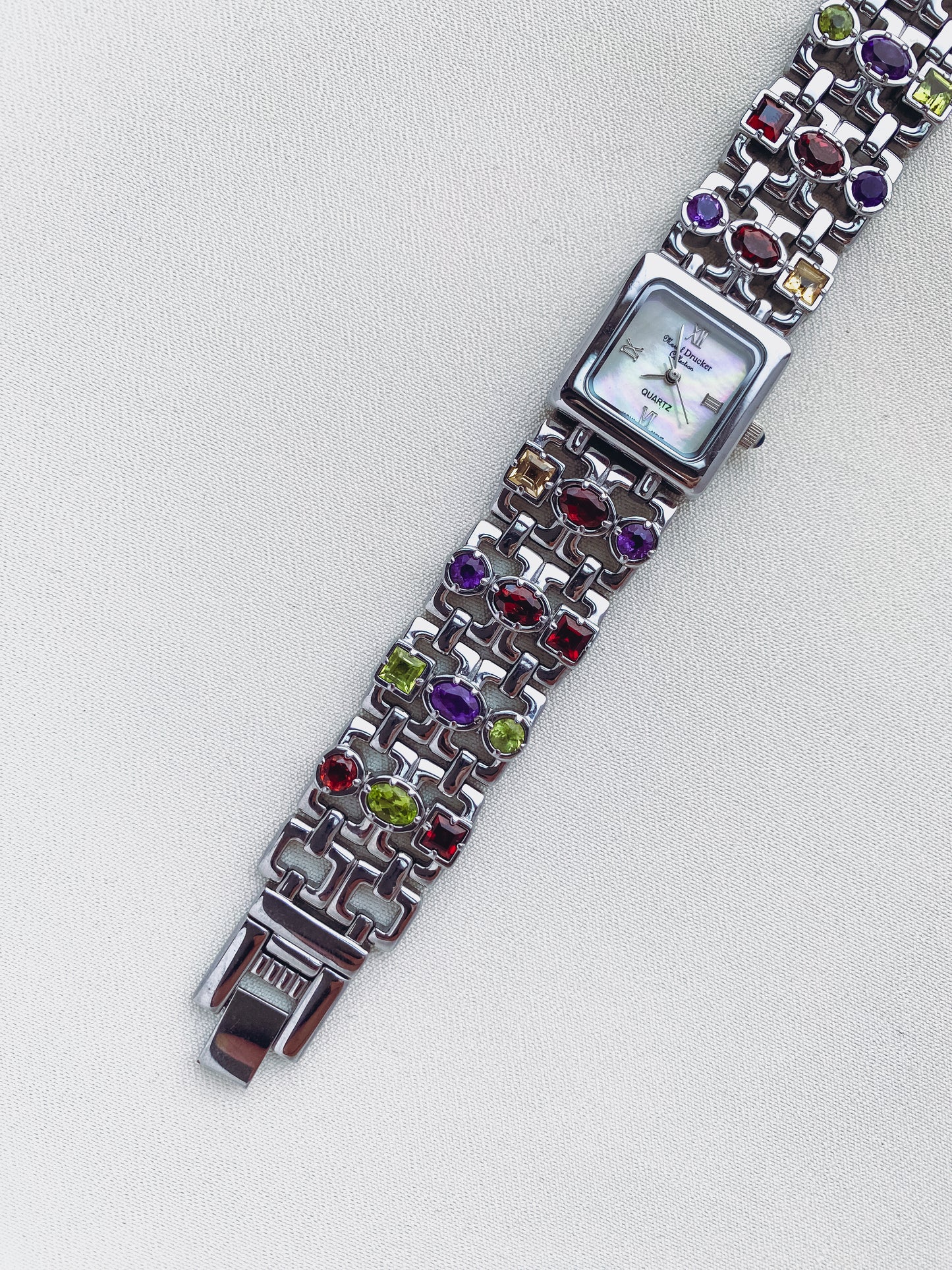 Silver - Gemstone Mosaic Link Watch