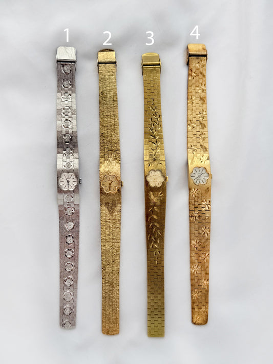 GOLD - EXTREMELY RARE 1960s FLORAL DIAL WATCHES