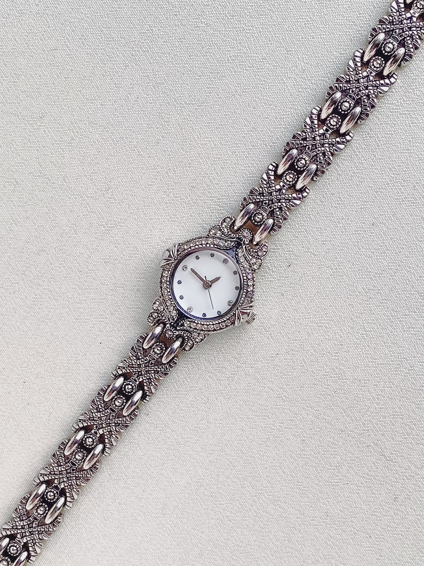 Silver Watch with Victorian-Style Links